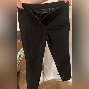 Cynthia Rowley Floral Tapestry Cropped Black Skinny Dress Pants